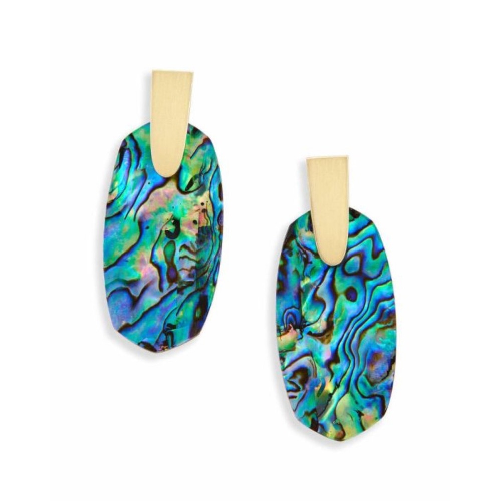 Kendra Scott Iridescent Blue-Green Earrings with Gold